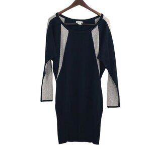Jamison Womens Small Wool Cashmere Batwing Knit Sweater Dress Black Gray Cozy